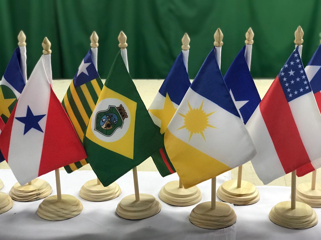 Bandeira de Mesa - Kit 1 Bandeira + 1 Haste + 1 Base de madeira